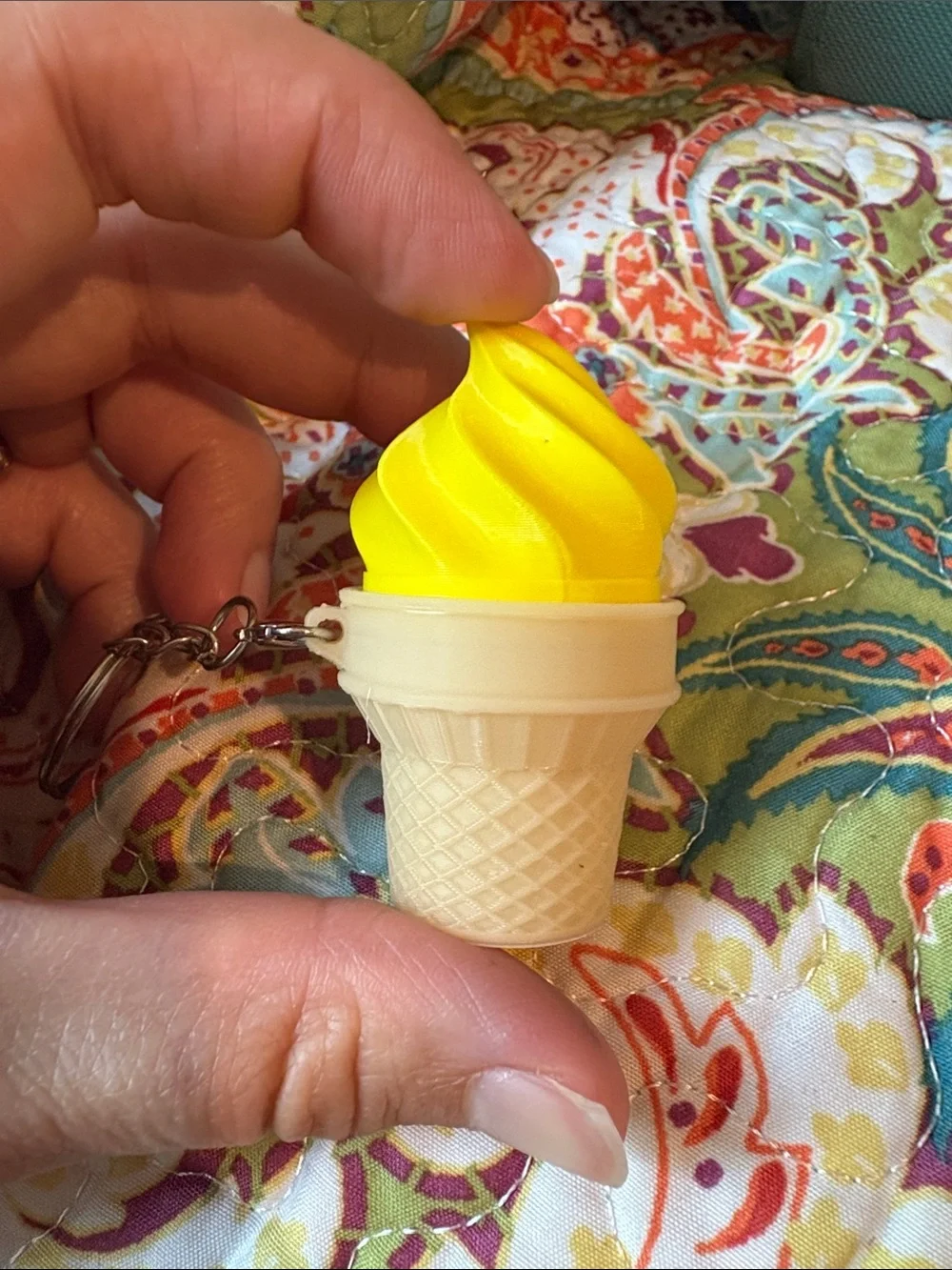 Ice Cream Cone Fidget Clicker Keychain